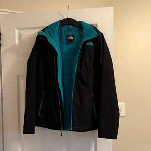 The North Face Women's Black and Teal Ski Jacket